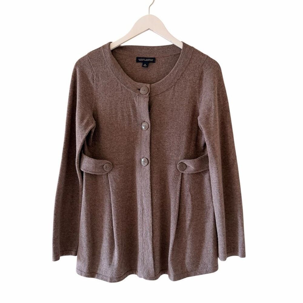 Banana Republic Cardigan Sweater Heather Brown Wool Cashmere Blend SZ M #2554